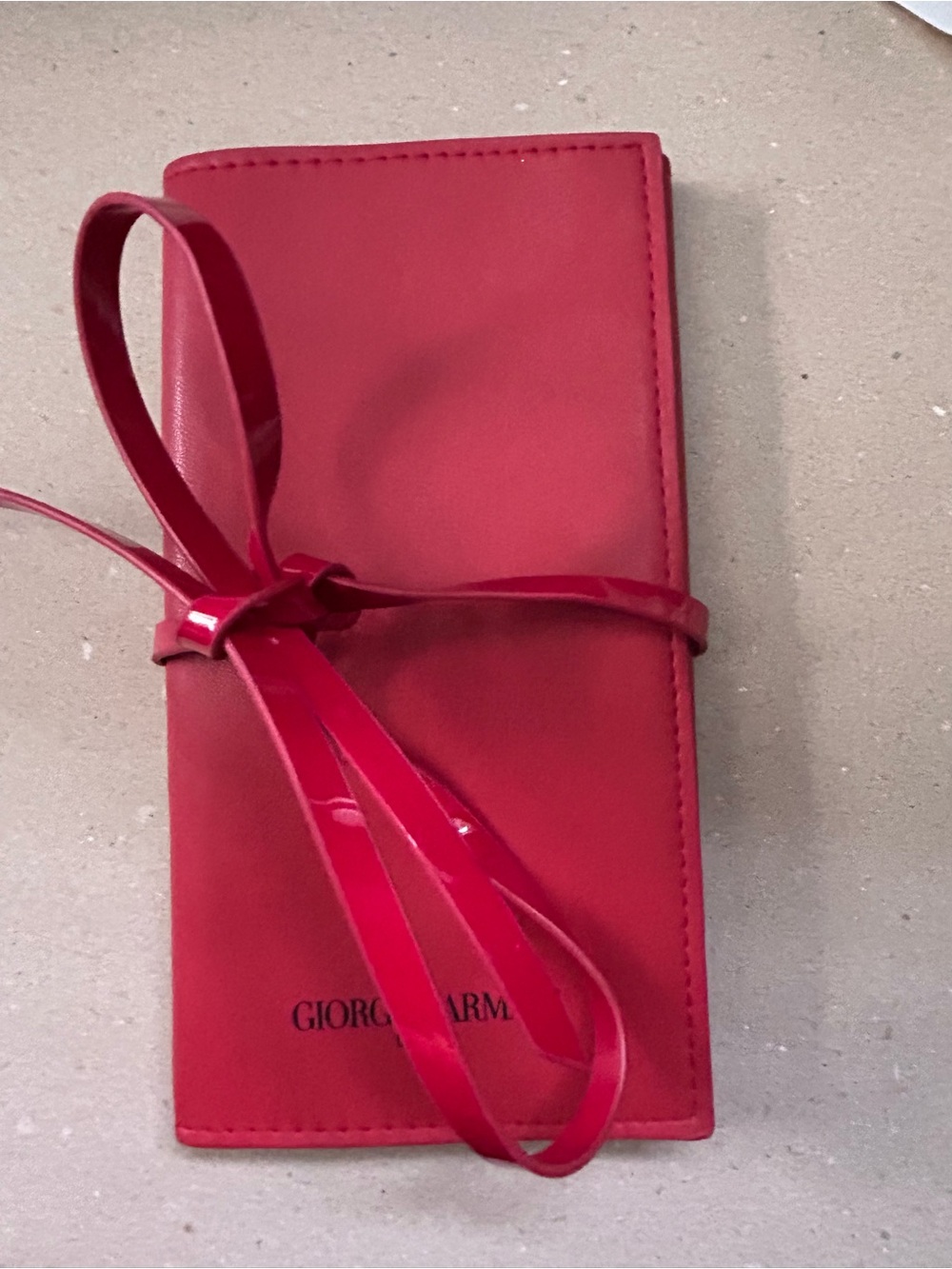 Giorgio Armani Red Ribbon Tie Makeup Organizer Wallet